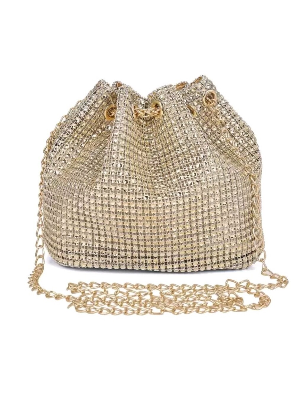 Women Glamourous Gold Flashy Formal Date Night Party Strap Bag - Picture 3 of 6